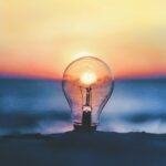 Great ideas - a lightbulb captures the sunset